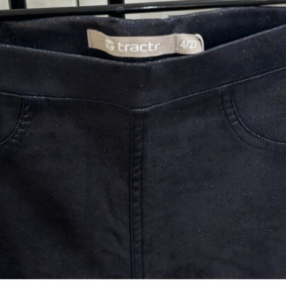 tractr Pull On Pants Shimmer Coated Navy Size 4/27 - Picture 4 of 6